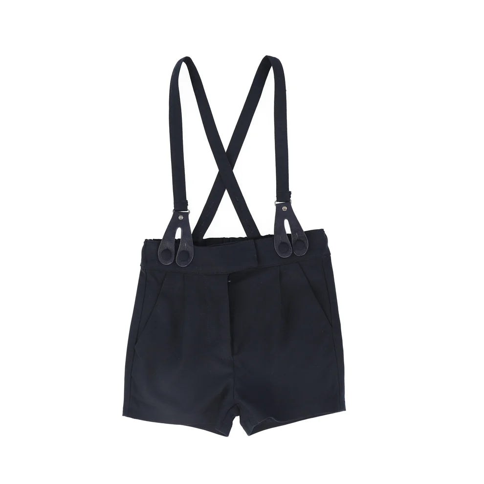 Leather Detail Suspender Shorts