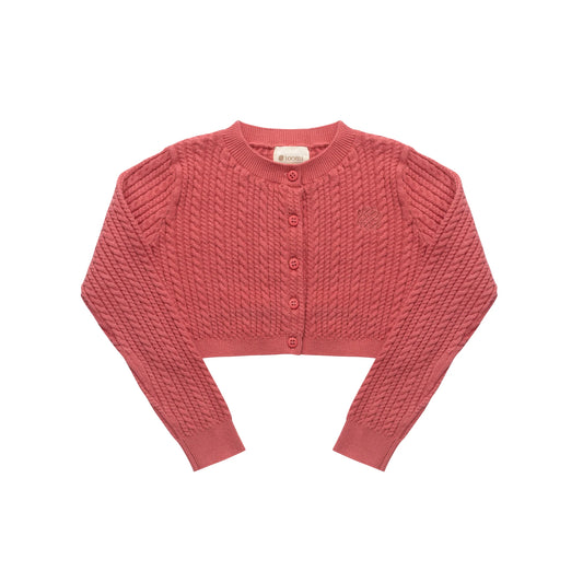 Girls Cable Knit Cardigan – Berry
