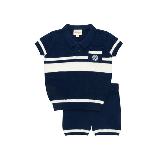 Boys Mesh Knit 2 Piece Set – Navy