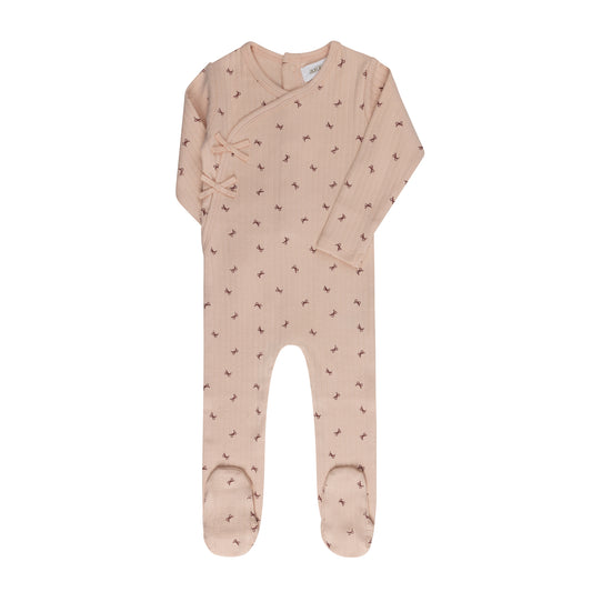 Pink Bow Pattern Footie