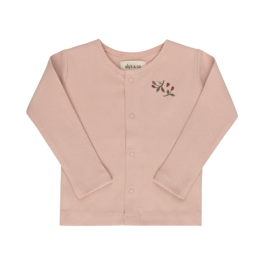 Floral Embroidered Pink Cardigan