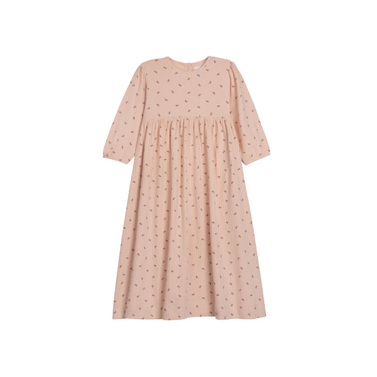 Pink Bow Pattern 3/4 Sleeve Dress