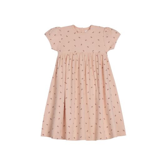 Pink Bow Pattern Short Sleeve Dress
