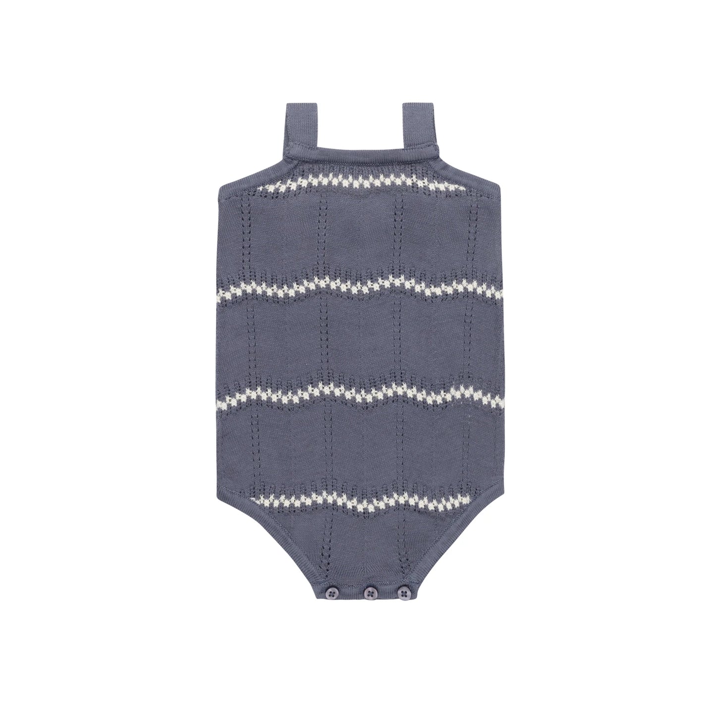 Boys Wave Knit Romper – Blue/Ivory