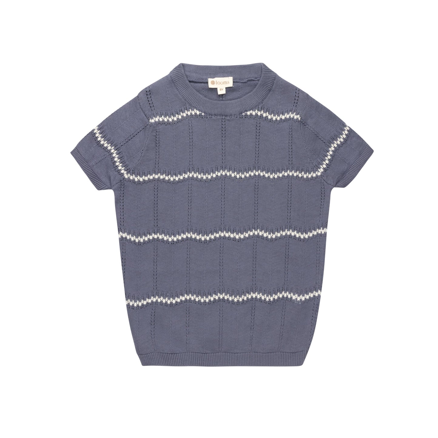 Wave Knit Knit Top – Blue/Ivory