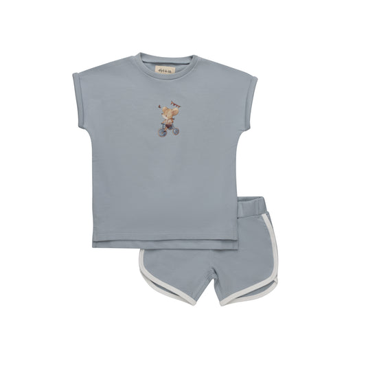 French Terry Blue Mouse - 2 Piece Set