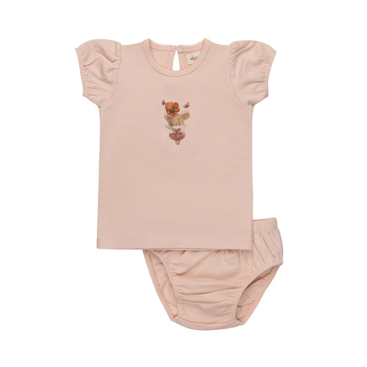 French Terry Pink Mouse - 2 Piece Set