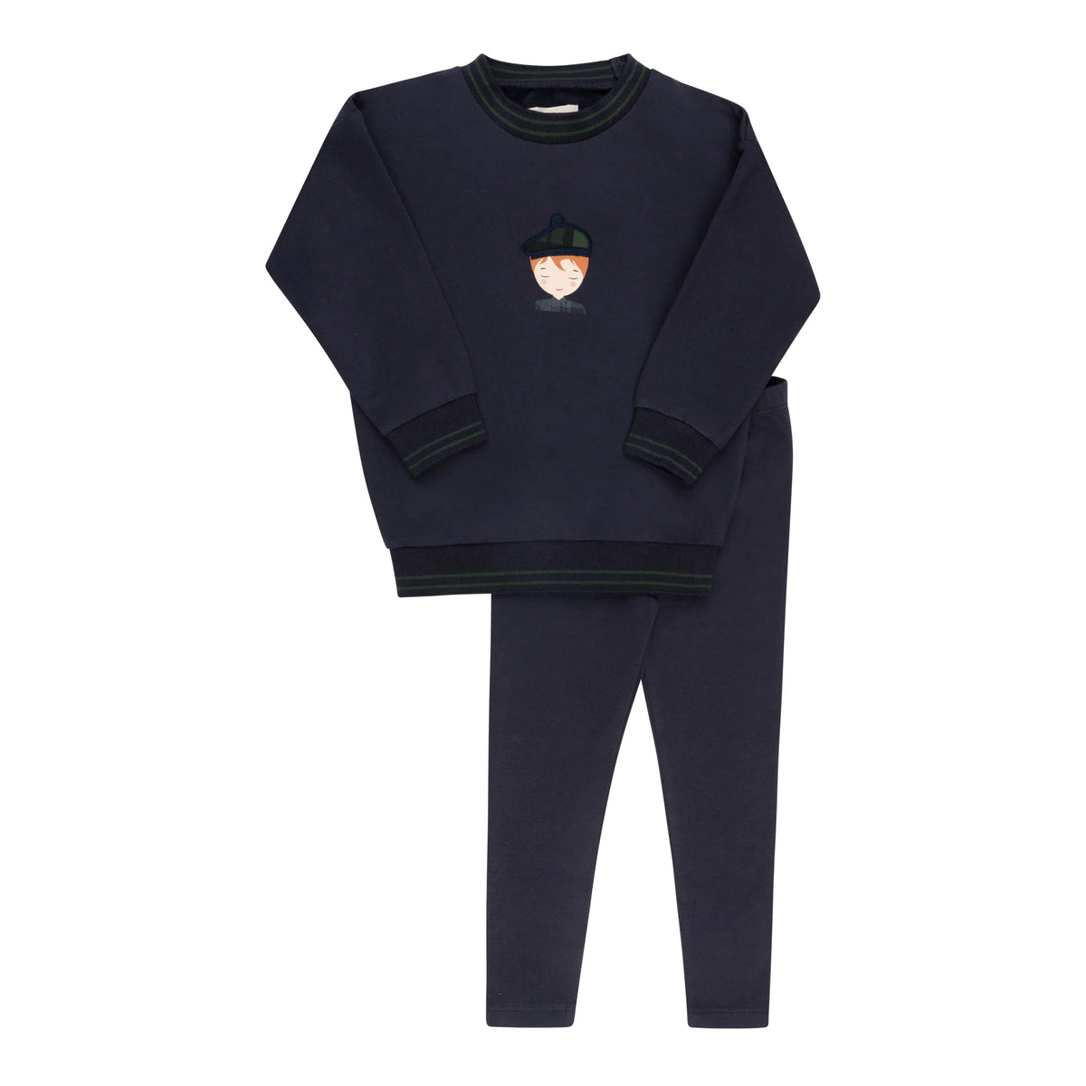 Boys 2 Piece Set – Navy – French Terry Scottish