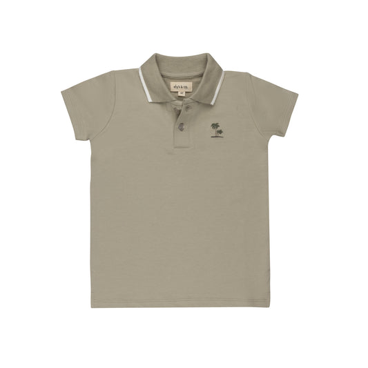 Ribbed Palm Embroidered Sage Polo