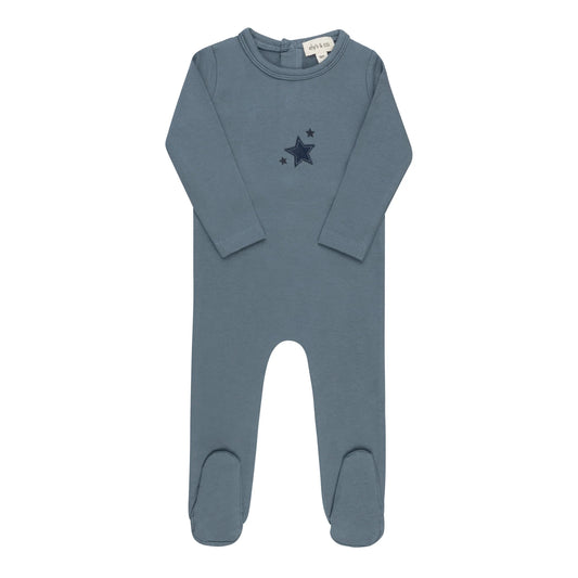 Baby Boy Footie – Blue – Heart & Star