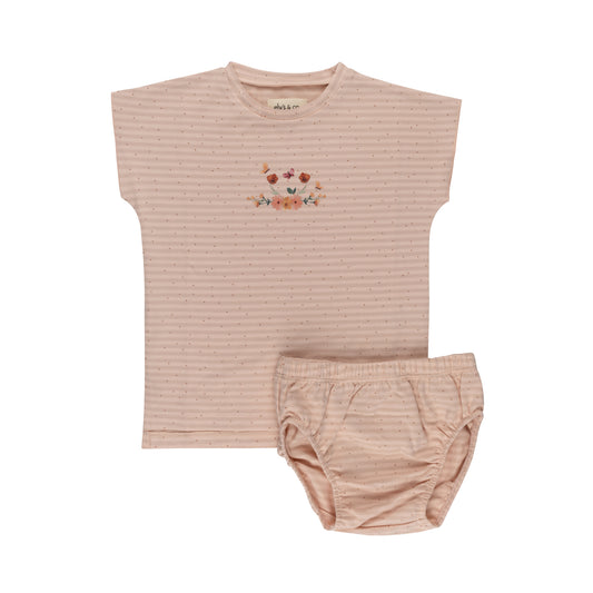 Floral Stripe Pink T-shirt and Bloomer