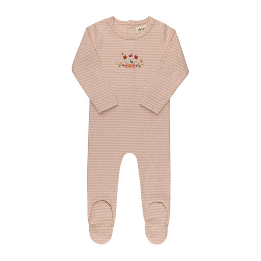 Floral Stripe Pink Footie