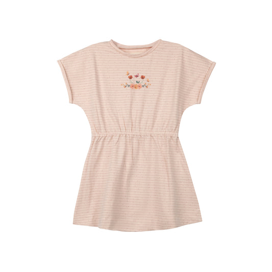 Floral Stripe Pink Short Sleeve Dress