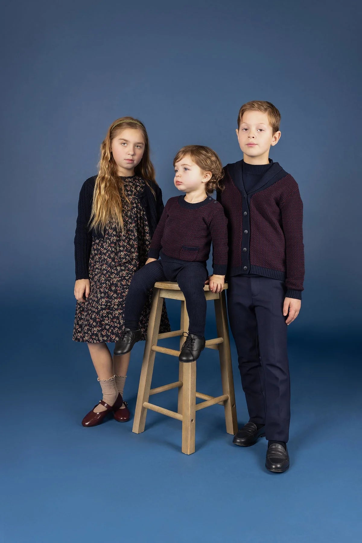 Cable Pointelle Collection-Navy - Cardigan