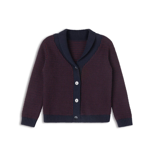 Thin Stripe Collection- Navy/Wine - Cardigan