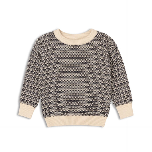Distressed Knit Collection-Navy/Ivory - Sweater