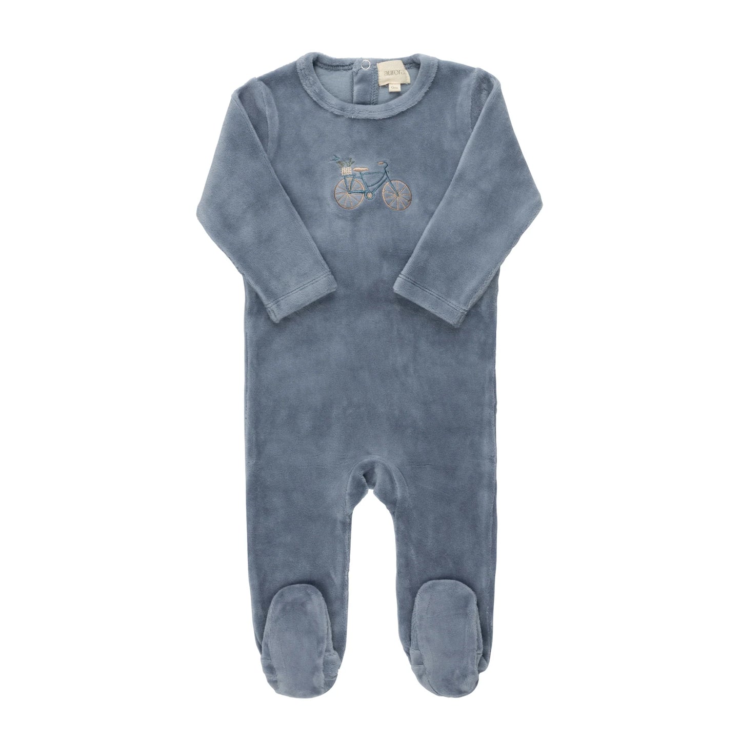 Velour Bicycle Collection Footie - Blue