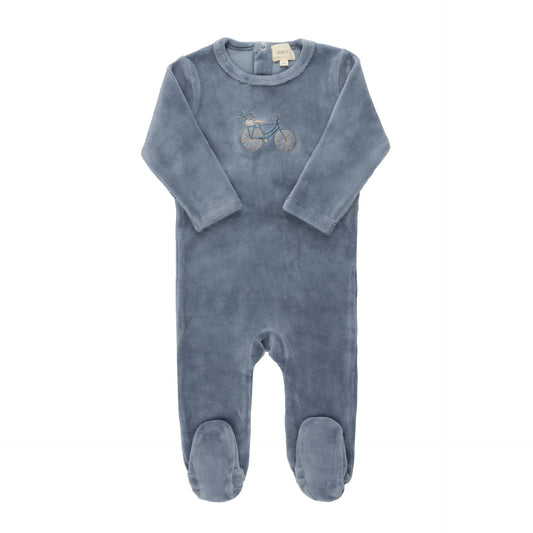Velour Bicycle Collection Footie - Blue