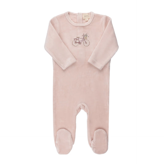 Velour Bicycle Collection Footie - Pink