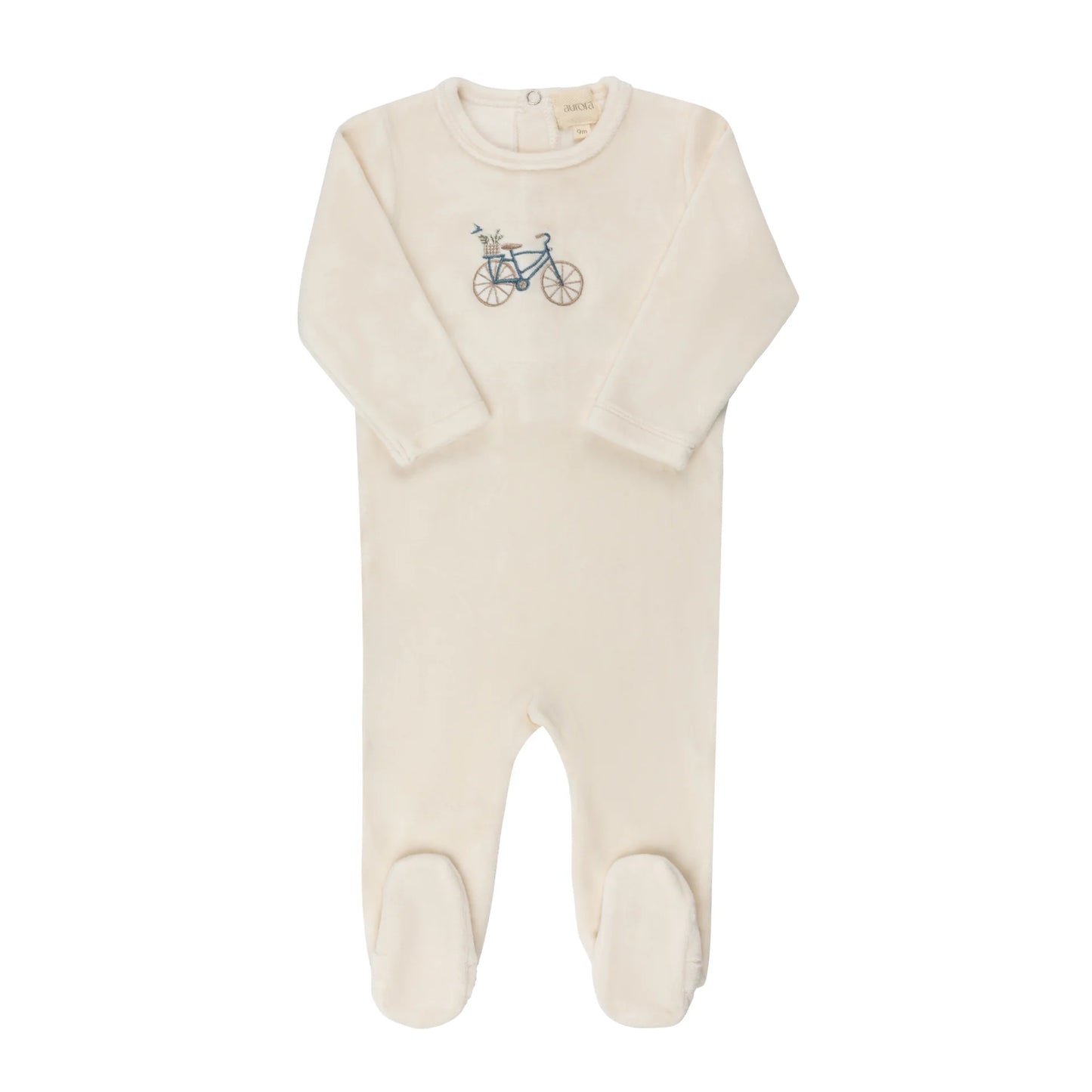 Velour Bicycle Collection - Ivory/Boy - Footie