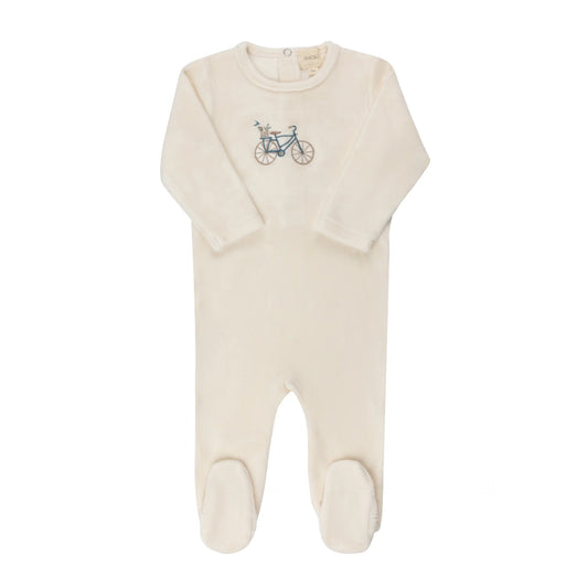 Velour Bicycle Collection - Ivory/Boy - Footie