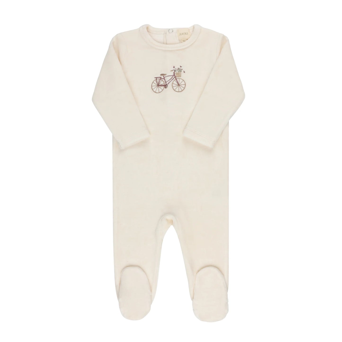 Velour Bicycle Collection - Ivory/Girl - Footie