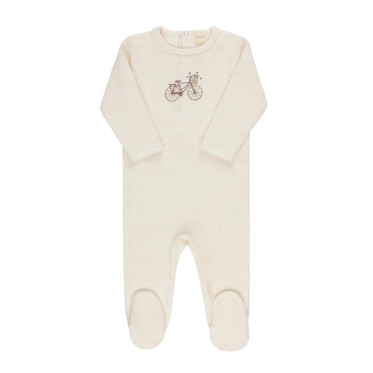 Velour Bicycle Collection - Ivory/Girl - Footie