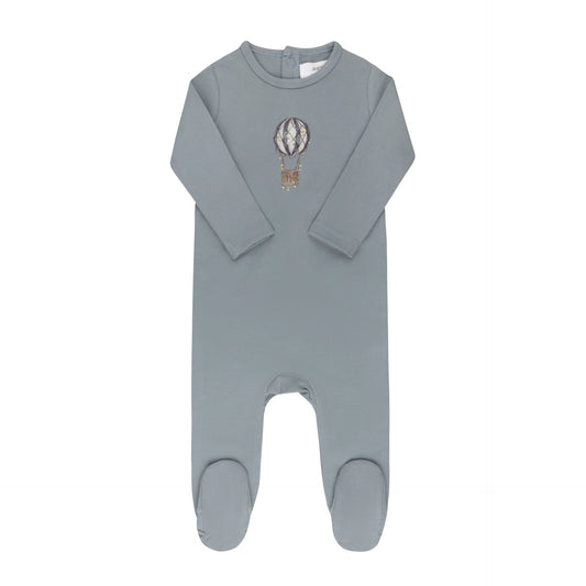 French Terry Hot Air Balloon Collection Footie- Blue