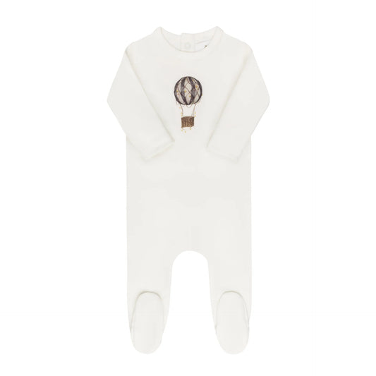 French Terry Hot Air Balloon Collection-Ivory/Blue - Footie