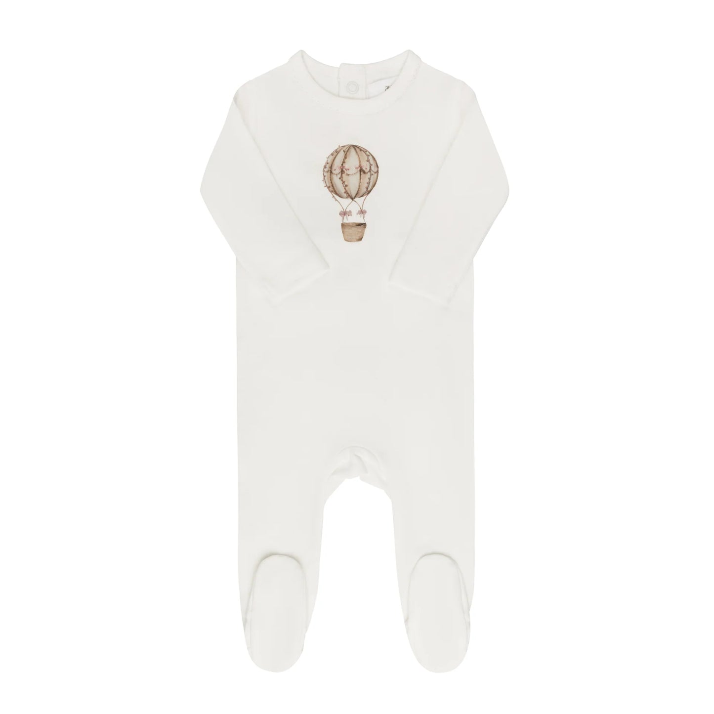 French Terry Hot Air Balloon Collection-Ivory/Pink - Footie