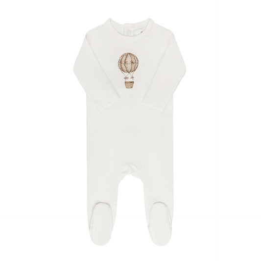 French Terry Hot Air Balloon Collection-Ivory/Pink - Footie