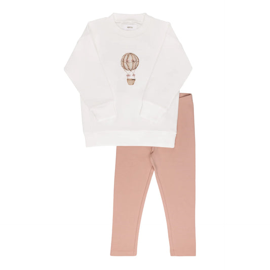 French Terry Hot Air Balloon Collection Lounge Set-Ivory/Pink