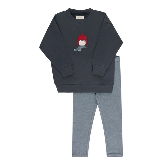 Autumn Kids Collection-Navy - Sweatshirt and Leggings