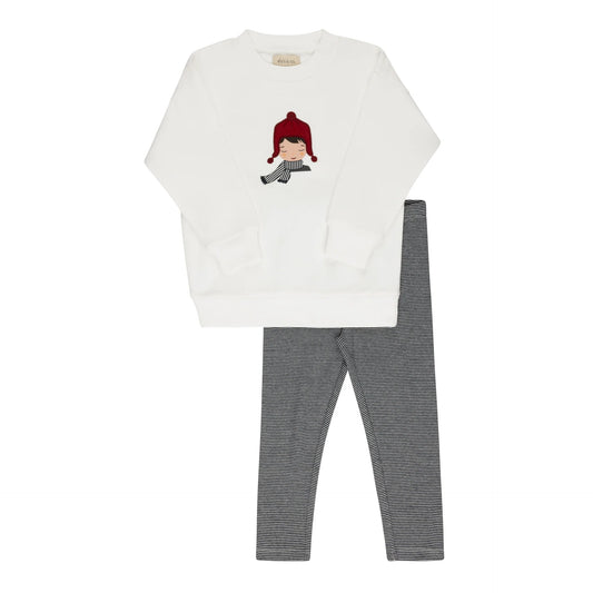Autumn Kids Collection Ivory-Blue - Sweatshirt and Leggings