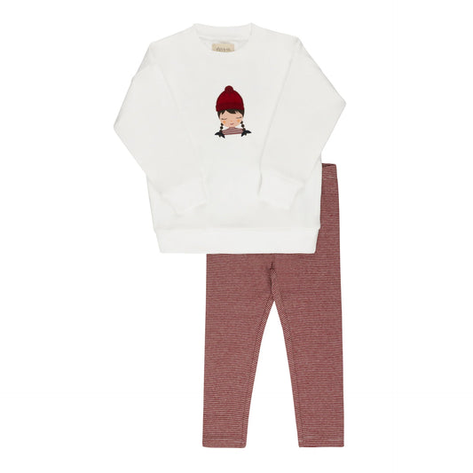 Autumn Kids Collection Ivory-Pink - Sweatshirt and Leggings