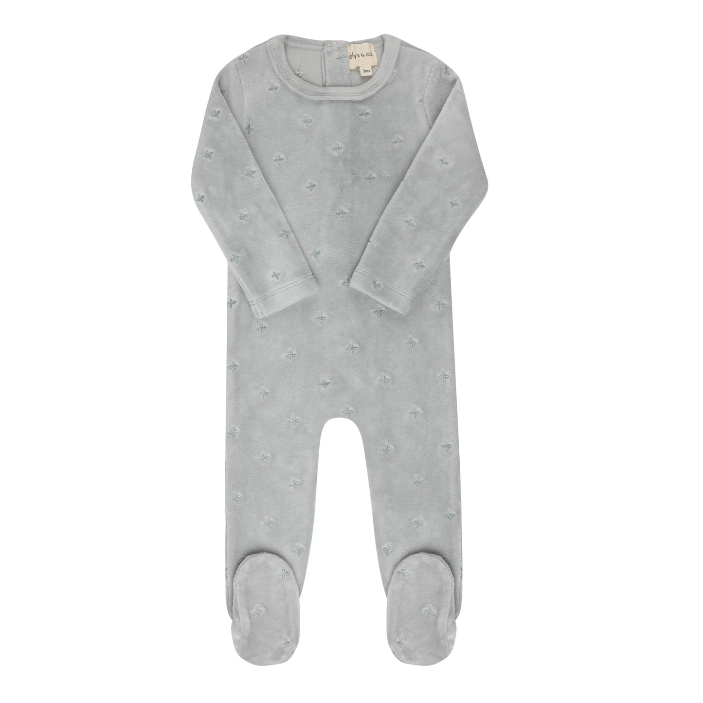 Velour Embroidered Floral Collection Footie