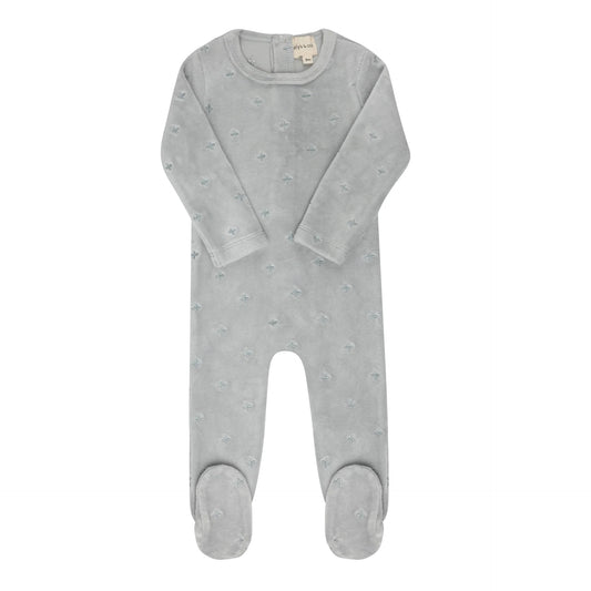 Velour Embroidered Floral Collection Footie