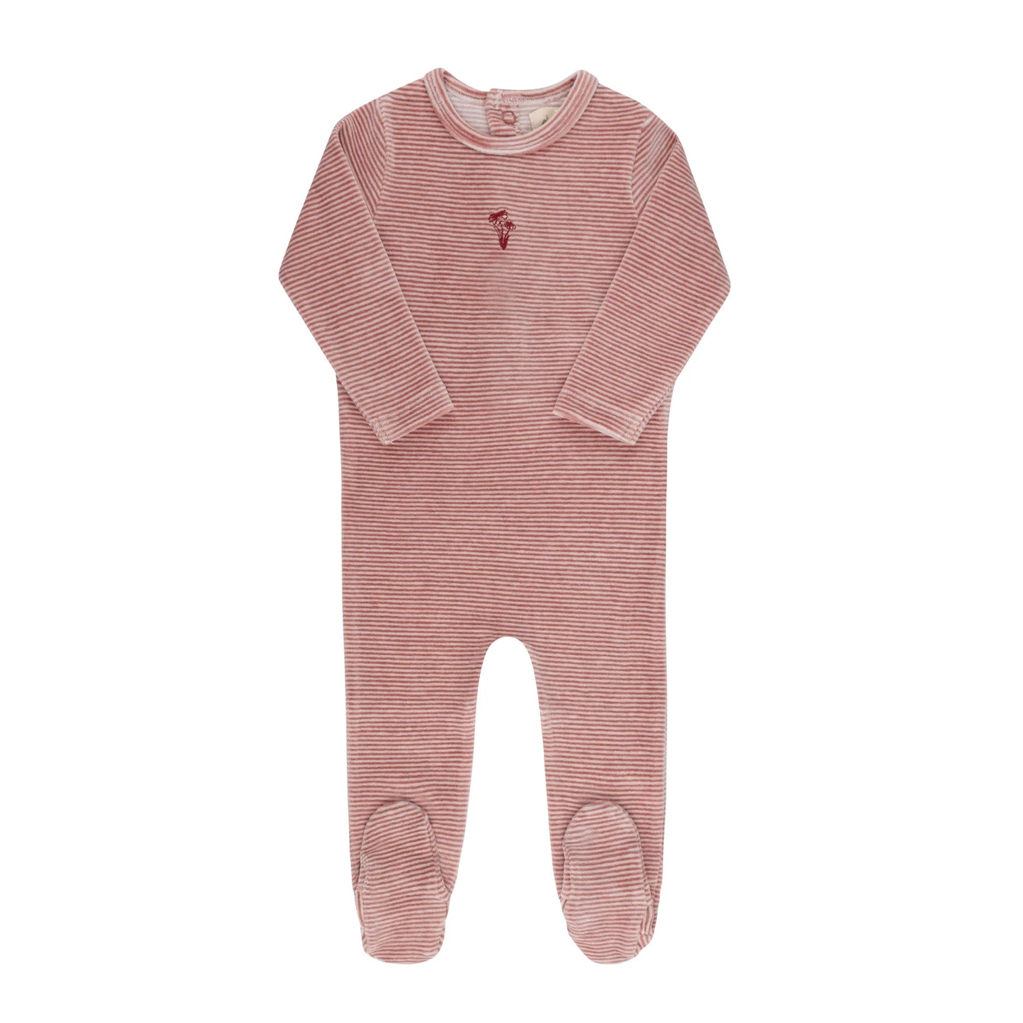 Velour Stripe Collection Footie- Dark Pink