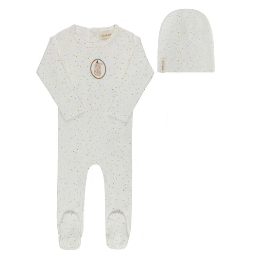 Cotton Bunny Ivory/Tan Bunny Footie+Beanie