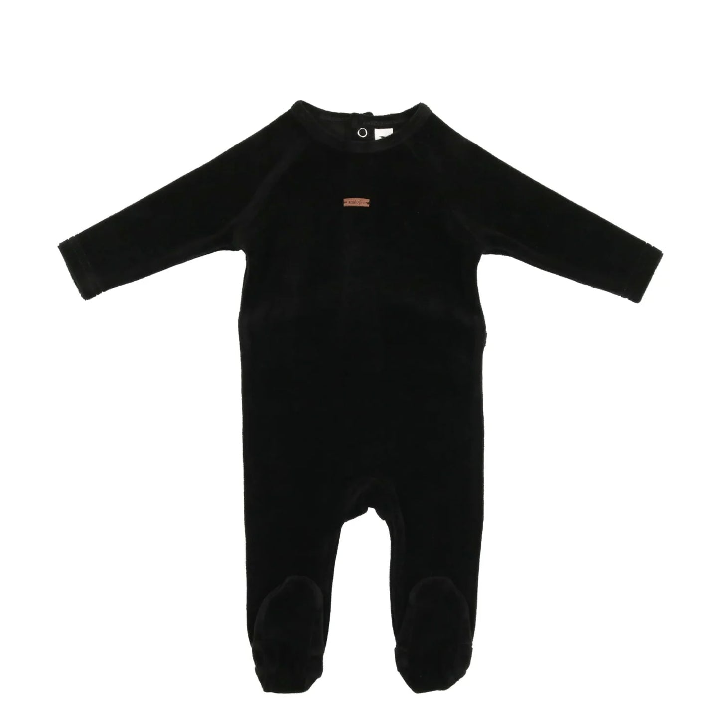 Velour Leather Tab Footie - Black