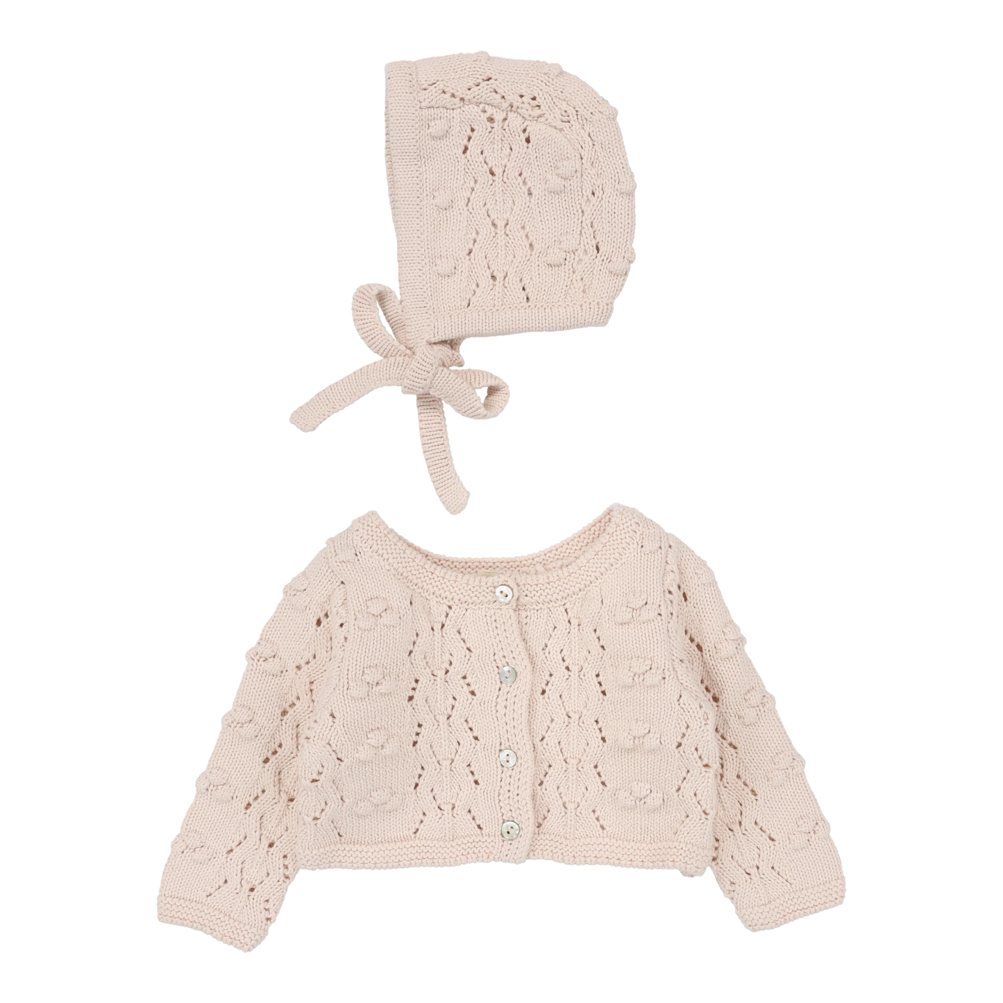 Popcorn Weave Cardigan Set Petal