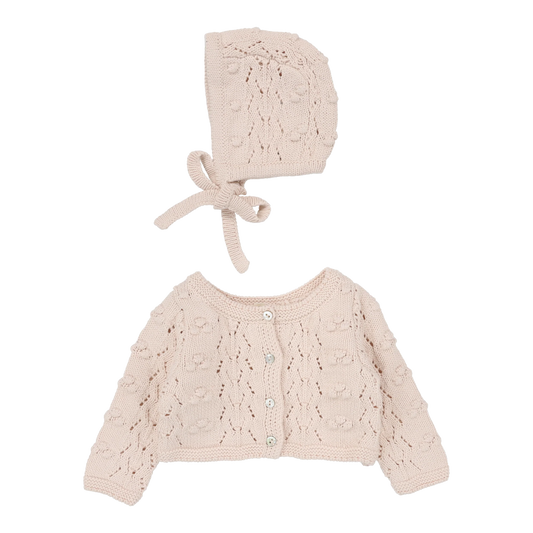 Popcorn Weave Cardigan Set Petal