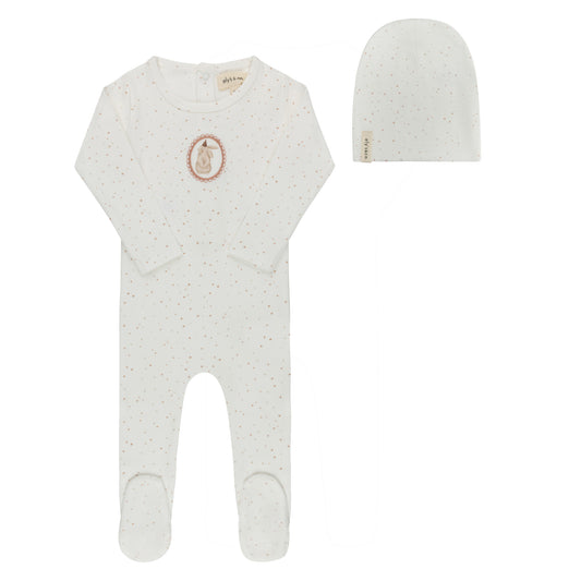 Cotton Bunny Ivory/Pink Bunny Footie+Beanie