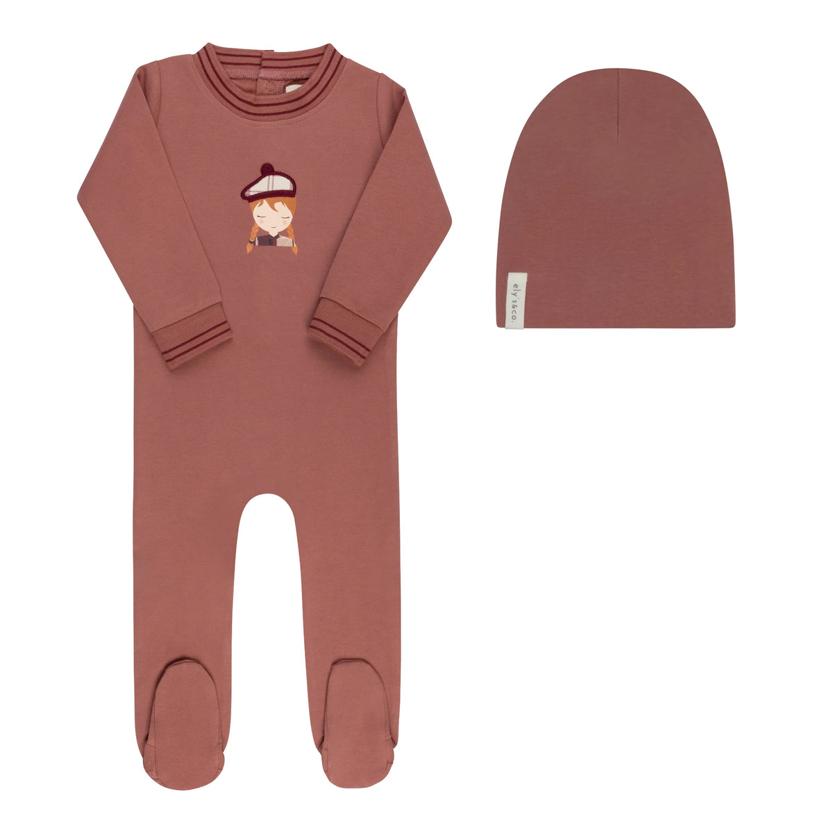 French Terry Scottish Collection - Pink - Footie + Beanie