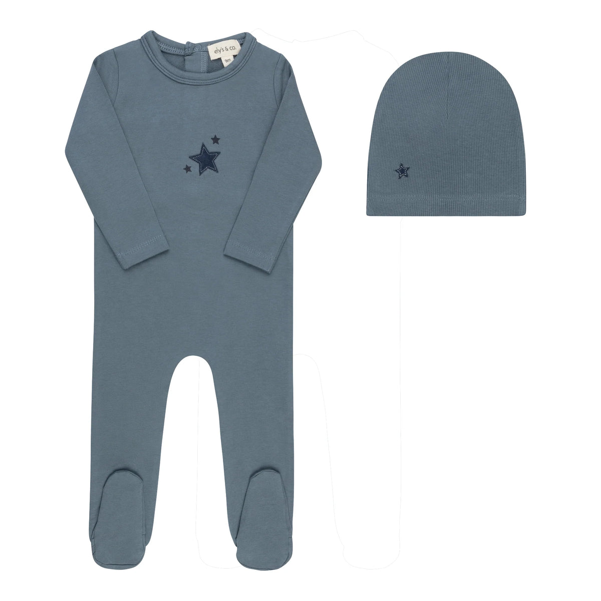 Baby Boy Footie – Blue – Heart & Star