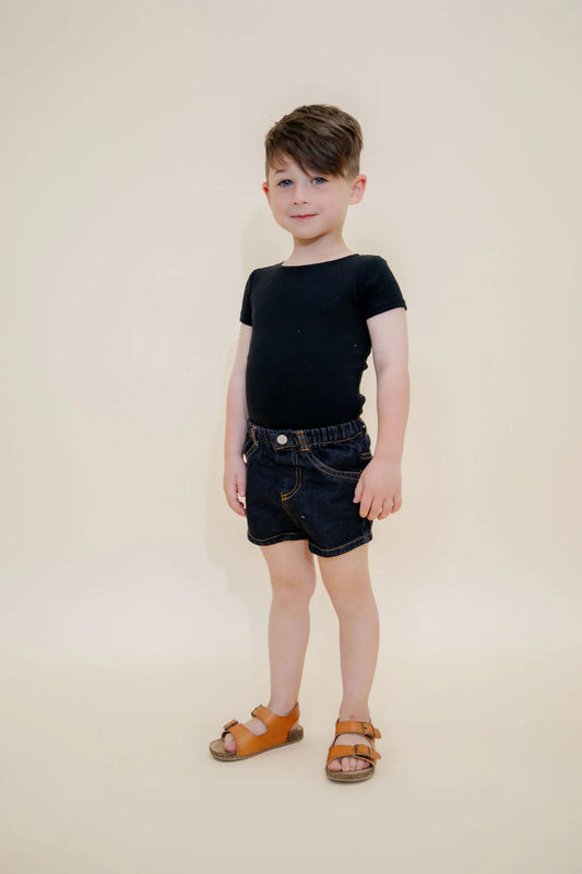 Denim Shorts- Black Denim