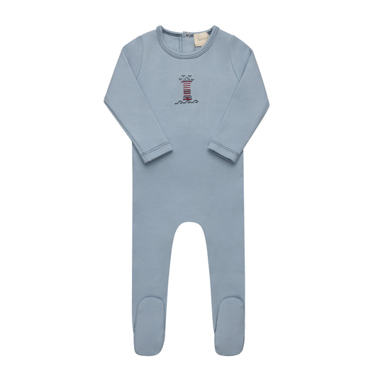 Blue Cross-stitch Lighthouse Footie
