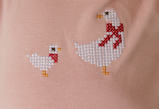 Cross Stitch Duckling Pink Footie