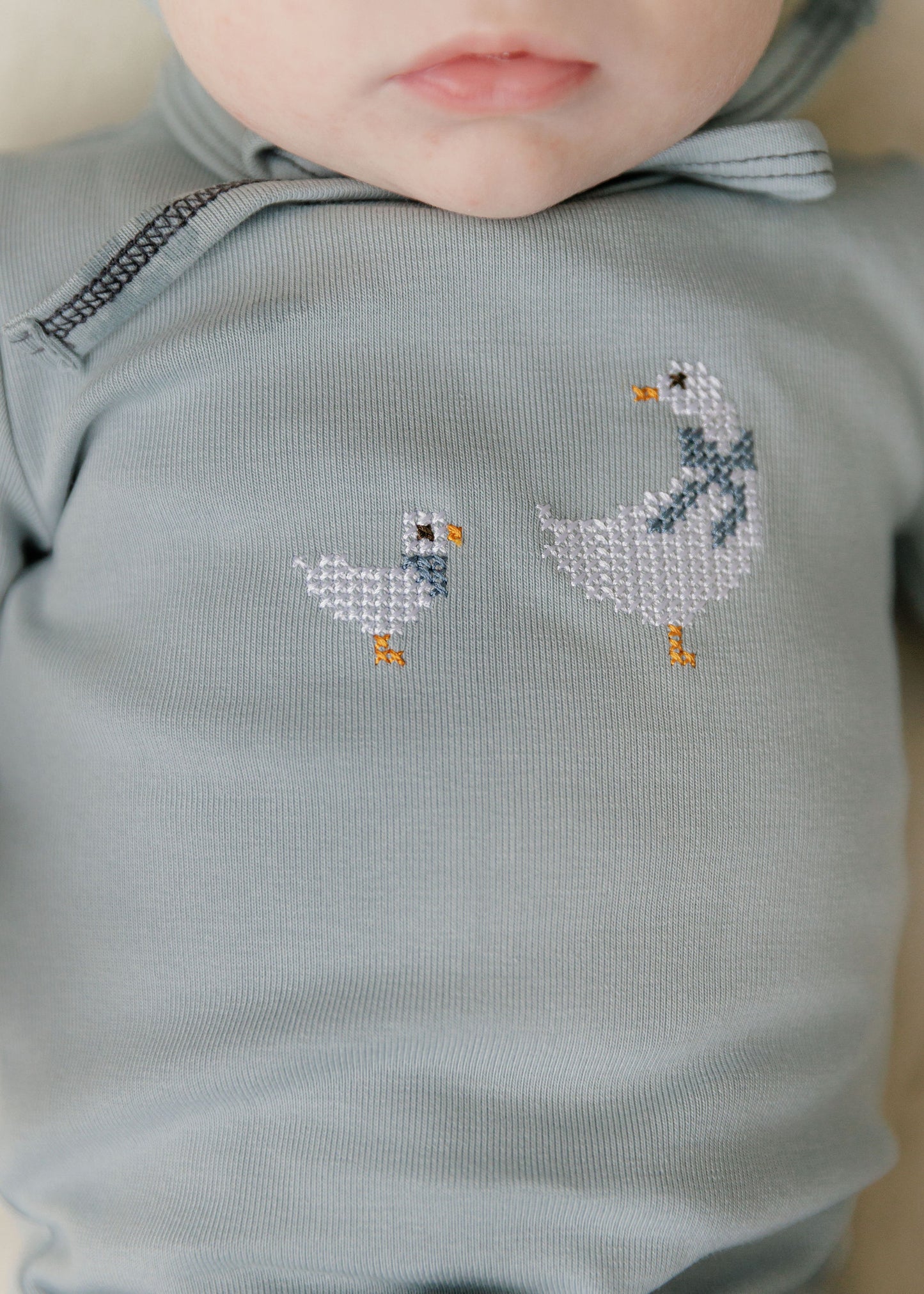 Cross Stitch Duckling Blue Footie