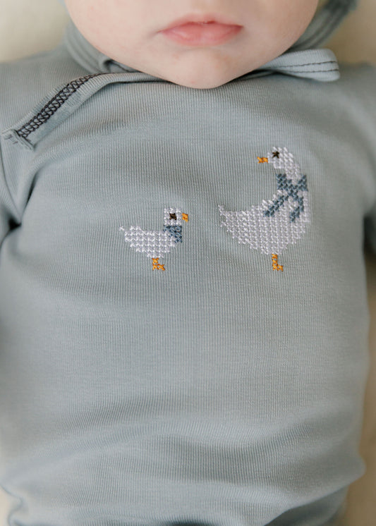 Cross Stitch Duckling Blue Footie